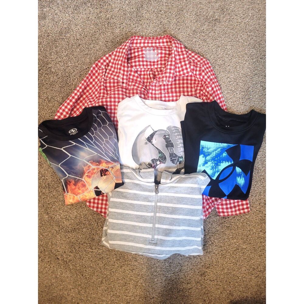 Boys 4T Fall Winter Shirt Bundle 5 Pc Under Armour Athletic Button Up Lot